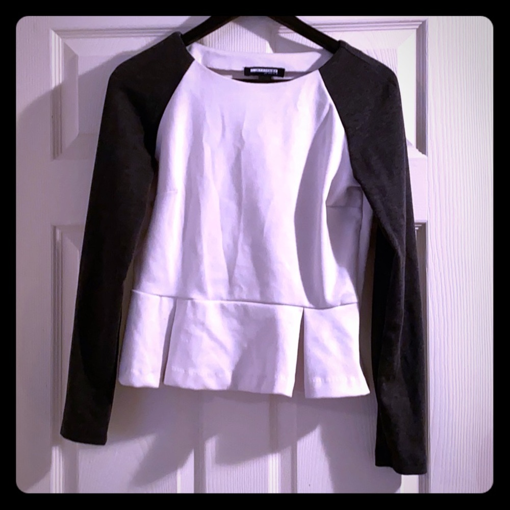 Grey and Cream peplum top good condition